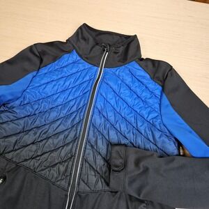 Crivit Jacket Mens M Black Blue Hybrid Quilted Full Zip Athletic Running Top